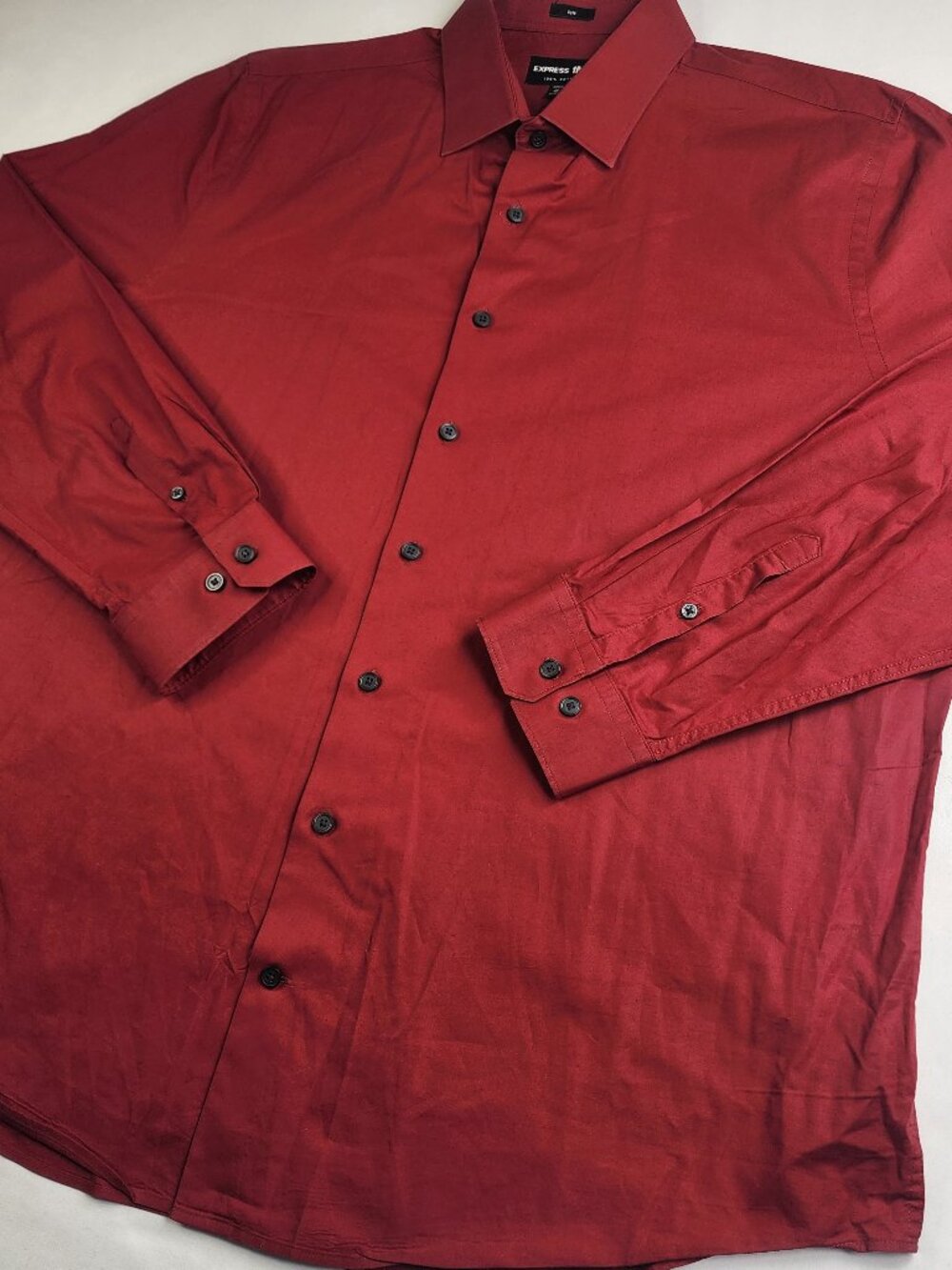 Express 1MX Men’s XL 17 17 1/2 Red Slim Dress Shirt Button Up Soft Cotton